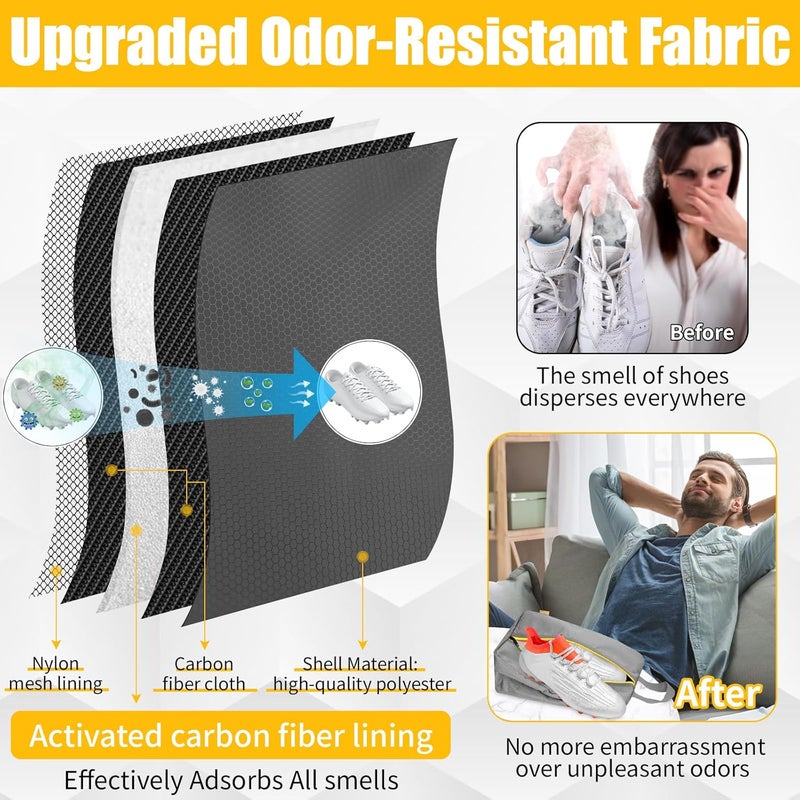 SelfTek Smell Proof Shoe Bags for Travel - Odor-Absorbing Cleat Bags for Sports, Water-Resistant Travel Shoe Organizer with Active Carbon Fabric, Lightweight Shoe Storage for Gym, G-olf, Cleats - Image 3